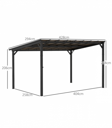 3 x 4.3m Pergola Kit Gazebo with UPF 50+ and Waterproof Polycarbonate Roof