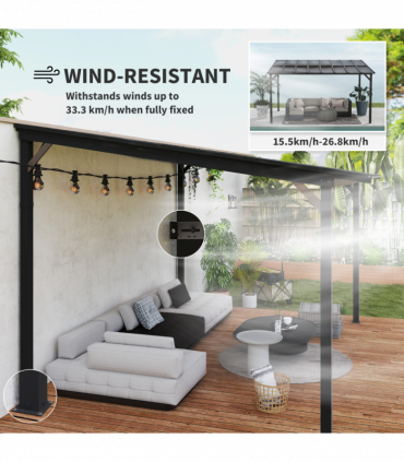 3 x 4.3m Pergola Kit Gazebo with UPF 50+ and Waterproof Polycarbonate Roof