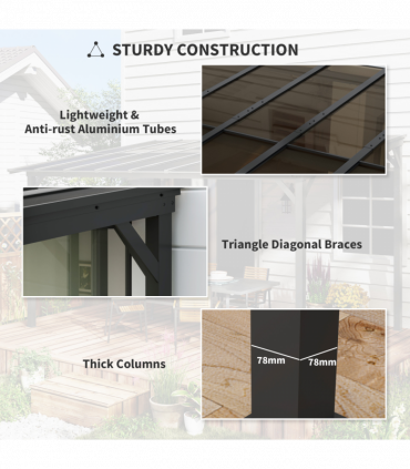 3 x 4.3m Pergola Kit Gazebo with UPF 50+ and Waterproof Polycarbonate Roof