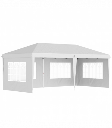 Gazebo: White Steel 585 cm x 295 cm x 270 cm 3 x 6m Heavy Duty Pop Up - White