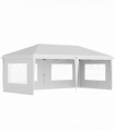 Gazebo: White Steel 585 cm x 295 cm x 270 cm 3 x 6m Heavy Duty Pop Up - White