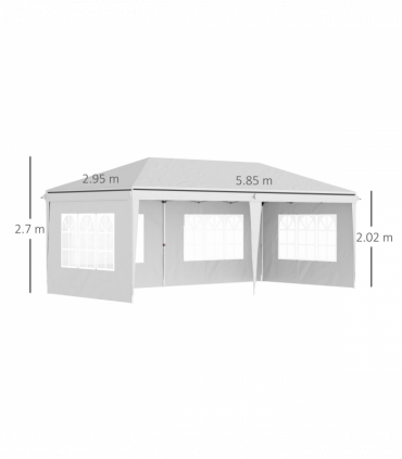 Gazebo: White Steel 585 cm x 295 cm x 270 cm 3 x 6m Heavy Duty Pop Up - White