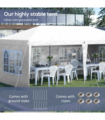 Gazebo: White Steel 585 cm x 295 cm x 270 cm 3 x 6m Heavy Duty Pop Up - White
