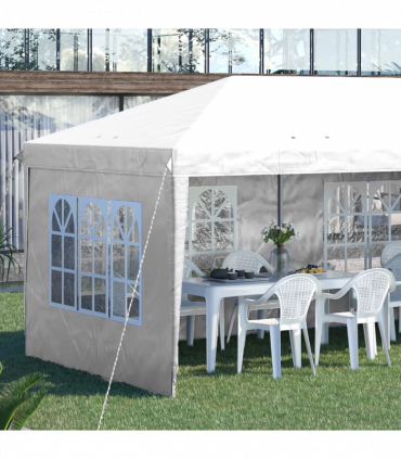 Gazebo: White Steel 585 cm x 295 cm x 270 cm 3 x 6m Heavy Duty Pop Up - White