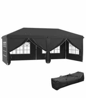3 x 6m Pop Up Gazebo Height Adjustable Party Tent w/ Storage Bag Black