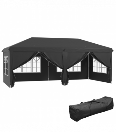 3 x 6m Pop Up Gazebo Height Adjustable Party Tent w/ Storage Bag Black