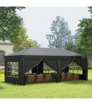 3 x 6m Pop Up Gazebo Height Adjustable Party Tent w/ Storage Bag Black