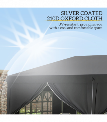 3 x 6m Pop Up Gazebo Height Adjustable Party Tent w/ Storage Bag Black