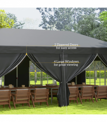 3 x 6m Pop Up Gazebo Height Adjustable Party Tent w/ Storage Bag Black