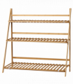 Bamboo Natural wood finish 98cmx37cmx96.5cm 3-Tier Folding Plant Stand