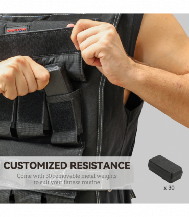 30KG Adjustable Weighted Vest with 30 Metal Weights, Running Weight Vest