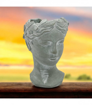 35CM GREY CEMENT BUST POT