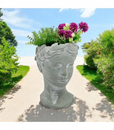 35CM GREY CEMENT BUST POT