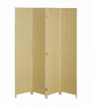 4-Panel Folding Wall Divider Room, Wave Fibre Privacy Screen Panels, Brown