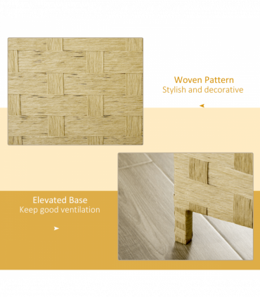 4-Panel Folding Wall Divider Room, Wave Fibre Privacy Screen Panels, Brown