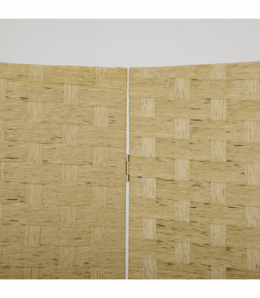 4-Panel Folding Wall Divider Room, Wave Fibre Privacy Screen Panels, Brown