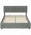 HOMCOM King Size Bed Frame with Storage and Adjustable Velvet Headboard