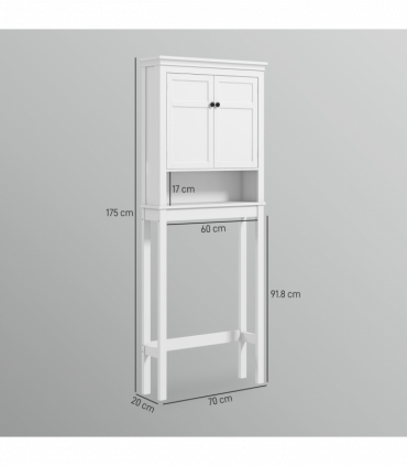 HOMCOM Over Toilet Storage Unit 3-Tier Freestanding Washing Machine Cabinet