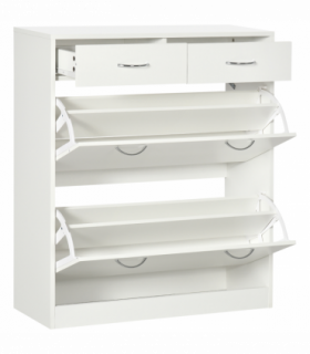HOMCOM Slim Shoe Cabinet with 2 Flip Drawers for 12 Pairs of Shoes White