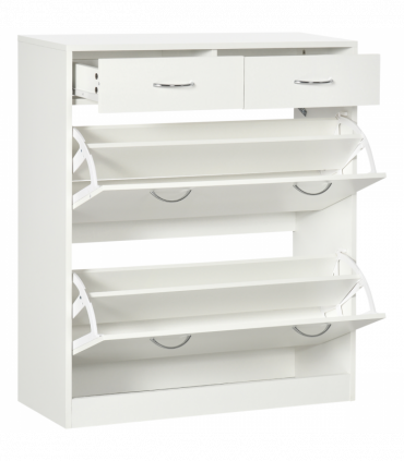 HOMCOM Slim Shoe Cabinet with 2 Flip Drawers for 12 Pairs of Shoes White
