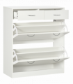 HOMCOM Slim Shoe Cabinet with 2 Flip Drawers for 12 Pairs of Shoes White