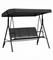 Outsunny 3 Seater Garden Swing Patio Hammock with Canopy for Outdoor Black