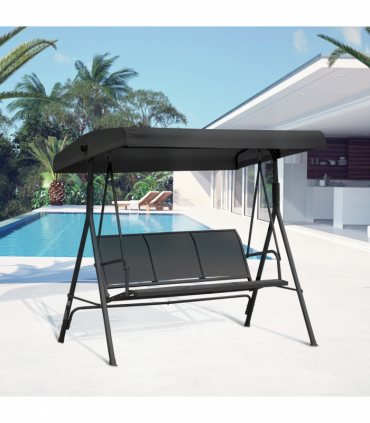 Outsunny 3 Seater Garden Swing Patio Hammock with Canopy for Outdoor Black