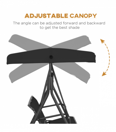 Outsunny 3 Seater Garden Swing Patio Hammock with Canopy for Outdoor Black