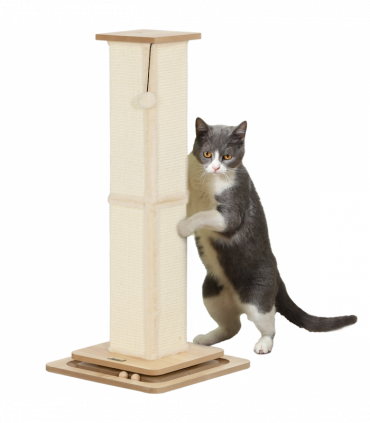 PawHut 87cm Cat Scratching Post 3 in 1 Cat Scratcher w/ Track Ball Toy