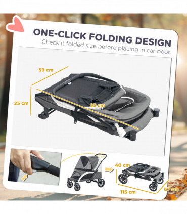 PawHut Easy Folding Pet Stroller for Large Dogs, Dark Grey