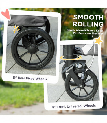 PawHut Easy Folding Pet Stroller for Large Dogs, Dark Grey