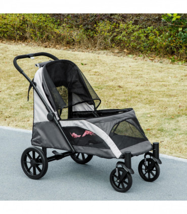 PawHut Easy Folding Pet Stroller for Large Dogs, Dark Grey