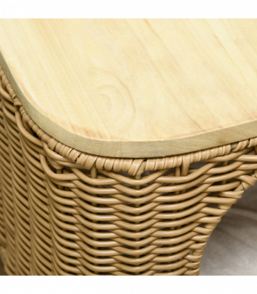 PawHut Elevated Design Wicker Cat House with Washable Cushion, Light Brown