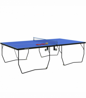 SPORTNOW 9FT Folding Table Tennis Table w/ 8 Wheels, for Indoors - Blue
