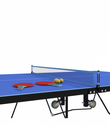SPORTNOW 9FT Folding Table Tennis Table w/ 8 Wheels, for Indoors - Blue