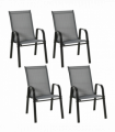 Set of 4 Garden Dining Chair Set Outdoor w/ High Back Armrest Grey Outsunny