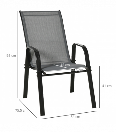 Set of 4 Garden Dining Chair Set Outdoor w/ High Back Armrest Grey Outsunny