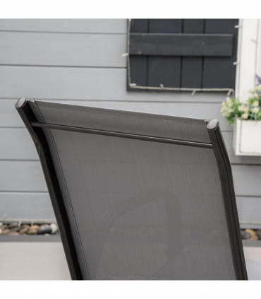 Set of 4 Garden Dining Chair Set Outdoor w/ High Back Armrest Grey Outsunny