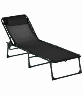 Sun Lounger Reclining Cot Foldable Folding Garden Chair Bed Relaxer Outsunny