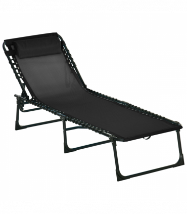 Sun Lounger Reclining Cot Foldable Folding Garden Chair Bed Relaxer Outsunny