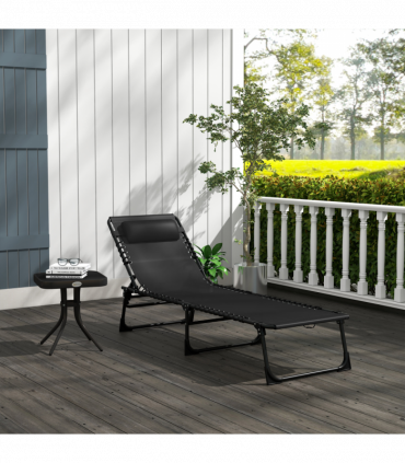 Sun Lounger Reclining Cot Foldable Folding Garden Chair Bed Relaxer Outsunny