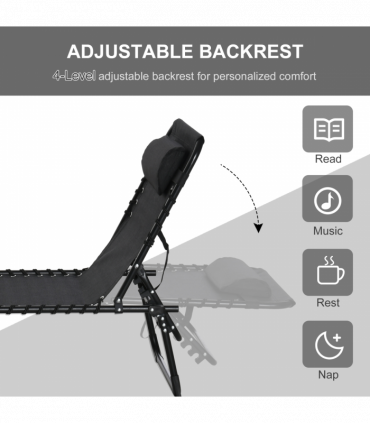 Sun Lounger Reclining Cot Foldable Folding Garden Chair Bed Relaxer Outsunny