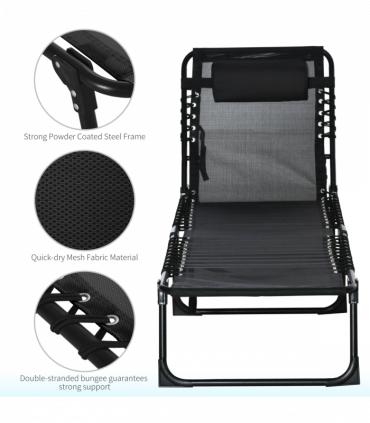 Sun Lounger Reclining Cot Foldable Folding Garden Chair Bed Relaxer Outsunny