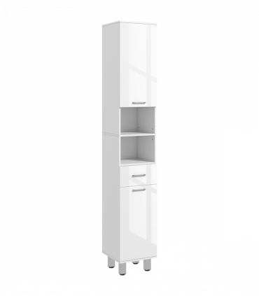 kleankin Tall Narrow Bathroom Storage Cabinet Cupboard w/ Cabinets, White