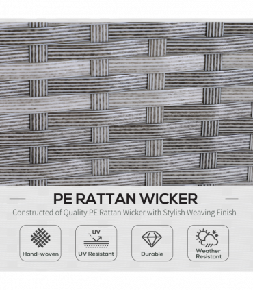 5 Pcs Mixed Grey Rattan Beige Cushion Patio Dining Table Stool Chaise Lounge Set