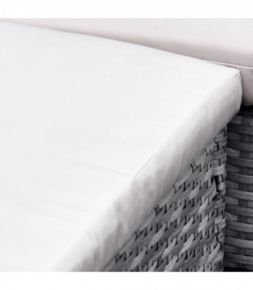 5 Pcs Mixed Grey Rattan Beige Cushion Patio Dining Table Stool Chaise Lounge Set