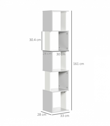 5-Tier Bookshelf, Freestanding Bookcase Storage Shelving Light Grey