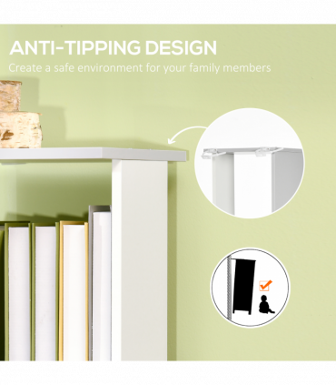 5-Tier Bookshelf, Freestanding Bookcase Storage Shelving Light Grey