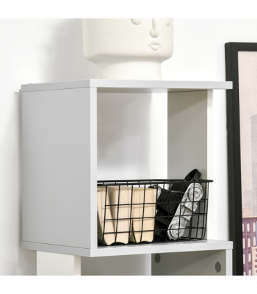 5-Tier Bookshelf, Freestanding Bookcase Storage Shelving Light Grey