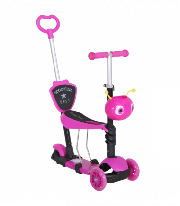 Kids Baby Toddler Kick Scooter Pink 5-in-1 Removable Seat Height Adjustable